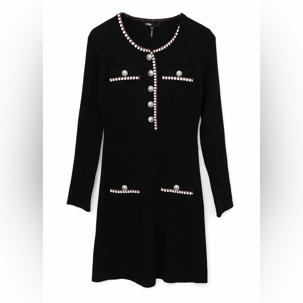Maje contrast rib knit dress